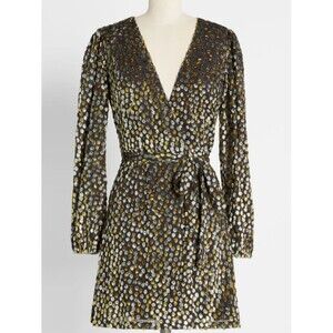 MODCLOTH  Before the Glitter Fades Metallic Wrap Dress